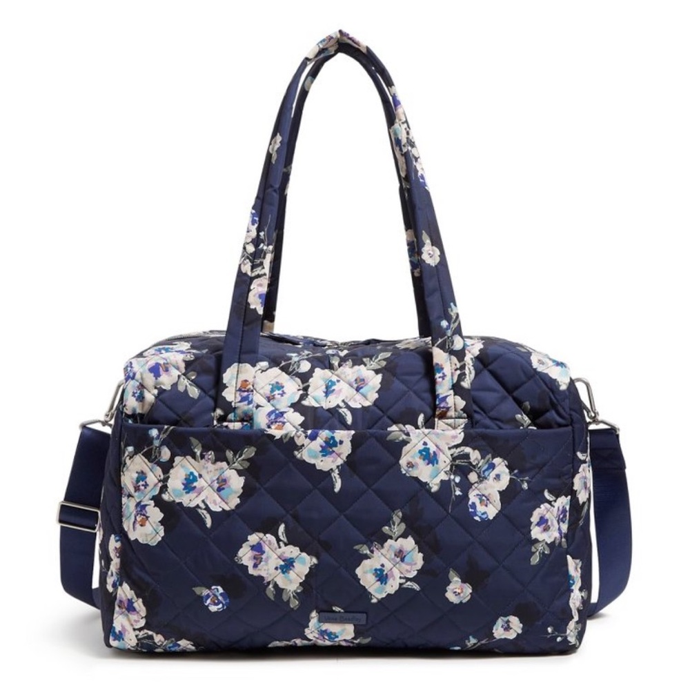 NWT Vera Bradley Large Duffel Bag Navy Blooms and Branches